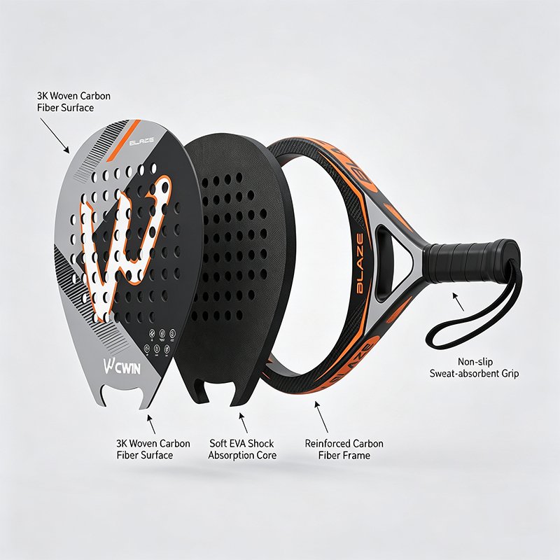 CWIN BLAZE Padel Racket 3K Wov - Badminton Racket Carbon ulasan dan harga